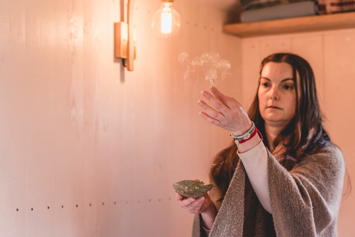 Elizabeth Redding, Reiki Master in her Blackdown Retreat Hut
